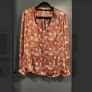 Lush Cinnamon and White Floral Blouse